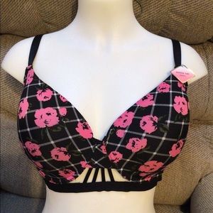 XOXO - 38DD SHOW ME OFF SEXY PADDED UW BRA - STYLE #XO3931 - PLAID FLORAL - NWT